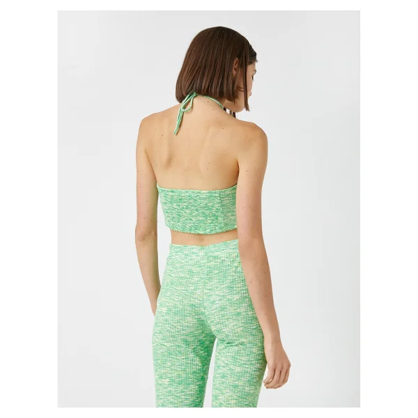 Koton Crop Atlet Pencere Detaylı Boyundan Bağlamalı - Yeşil - Görsel 4