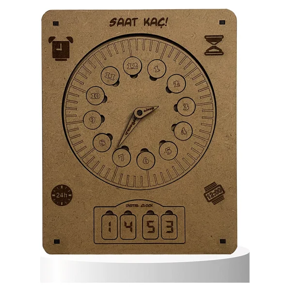 Saat Kaç Ahşap Puzzle 83005,Boyanabilir Ahşap Sağlıklı Moon Beavers Oyuncak - Görsel 5