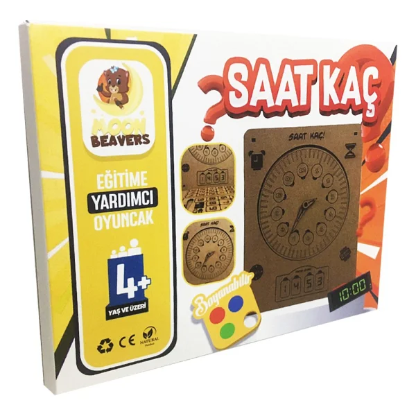 Saat Kaç Ahşap Puzzle 83005,Boyanabilir Ahşap Sağlıklı Moon Beavers Oyuncak - Görsel 2