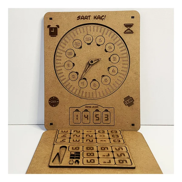 Saat Kaç Ahşap Puzzle 83005,Boyanabilir Ahşap Sağlıklı Moon Beavers Oyuncak - Görsel 3