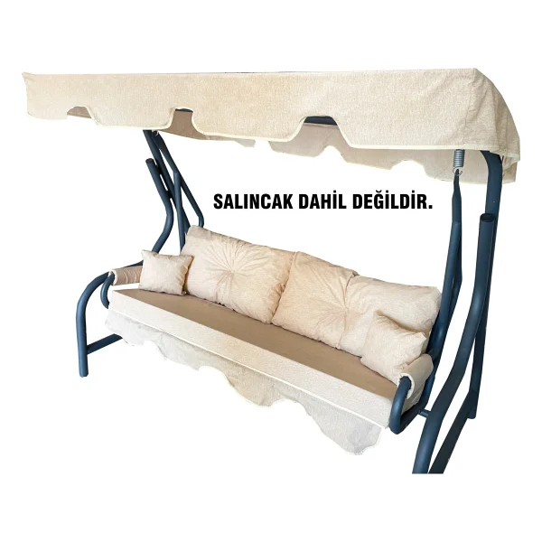 Vip Home Concept 3 Kişilik Lüks Vip Düğmeli Salıncak Minderi Cappuccino Bahçe Minderi - Kahverengi - Görsel 6