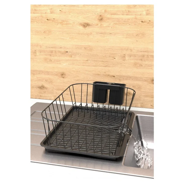 Tekno-Tel Teknotel Tek Katlı Bulaşıklık Tabaklık Oluklu Tepsi Mat Siyah Kb085 - 1 Adet - Görsel 5