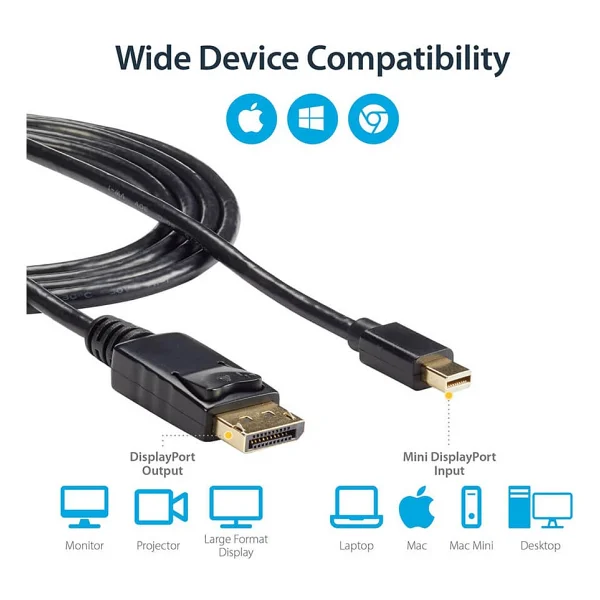Wozlo Apple MacBook Air / Pro 4K 60hz Mini Display Port Thunderbolt To Display Port Kablo 3 M - Görsel 3