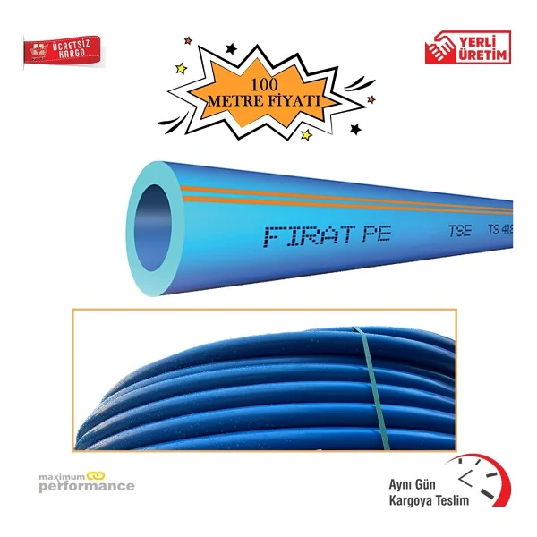 Fırat 20 Mm Mavi Kangal Boru Sulama Borusu 10 Atü (100 Metre) - Görsel 6