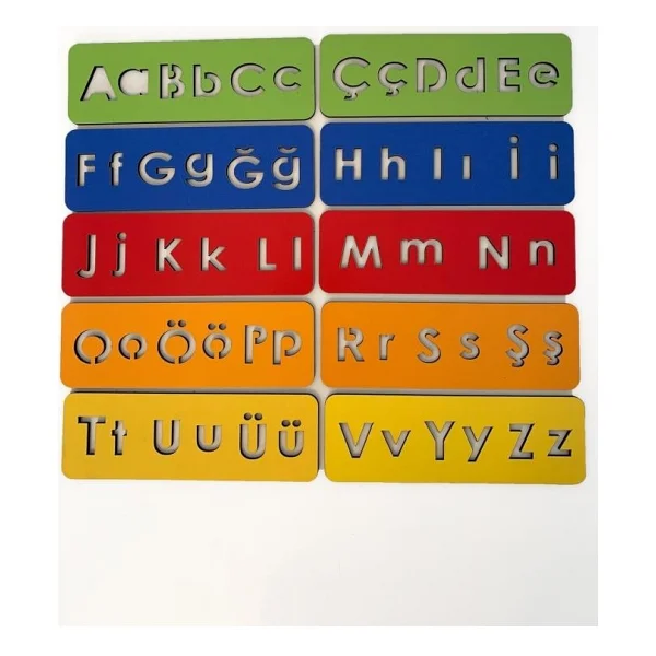 Woodylife Çocuk Montessori Alfabe Öğrenme Seti 5 Renkli El Kası Geliştirme 10 Parça - Görsel 2