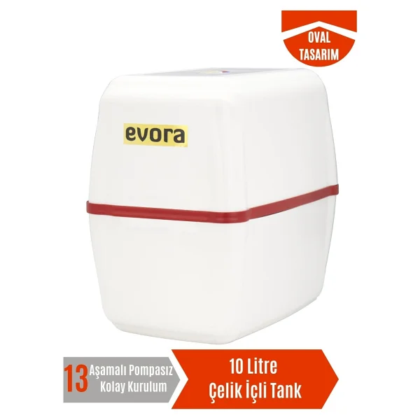 Evora 13 Aşamalı 8 Lt Beyaz Kapalı Oval Kasa Pompasız Su Arıtma Cihazı - Görsel 8