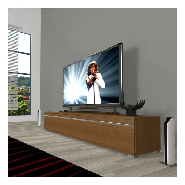 Decoraktiv Eko 140t Mdf TV Ünitesi TV Sehpası - Beyaz - Siyah - Görsel 3