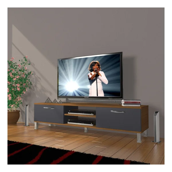 Decoraktiv Eko 140 Mdf DVD Krom Ayaklı TV Sehpası - Görsel 2