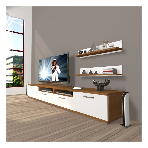 Decoraktiv Eko 200r Mdf Tv Ünitesi Tv Sehpası Parlak Beyaz - Görsel 9