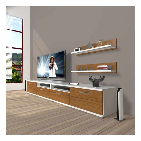 Decoraktiv Eko 200r Mdf Tv Ünitesi Tv Sehpası Parlak Beyaz - Görsel 6