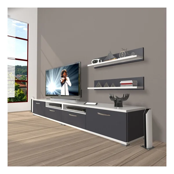 Decoraktiv Eko 200r Mdf Tv Ünitesi Tv Sehpası Parlak Beyaz - Görsel 4