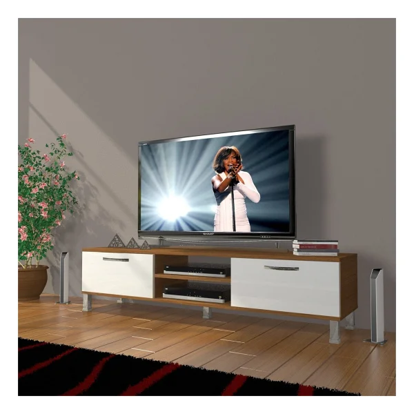 Decoraktiv Eko 140 Mdf DVD Krom Ayaklı TV Sehpası - Görsel 7