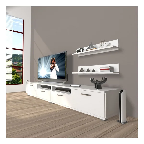 Decoraktiv Eko 200r Mdf Tv Ünitesi Tv Sehpası Parlak Beyaz - Görsel 3