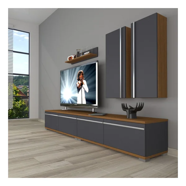 Decoraktiv Eko 5220T Mdf Tv Ünitesi Tv Sehpası - Ceviz - Siyah - Görsel 7