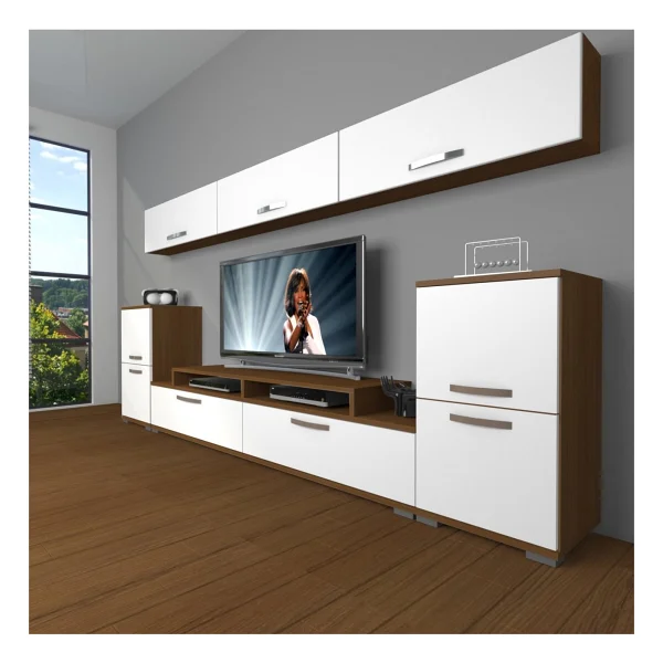 Decoraktiv Ekoflex 9 Slm TV Ünitesi TV Sehpası - Beyaz - Siyah - Görsel 6