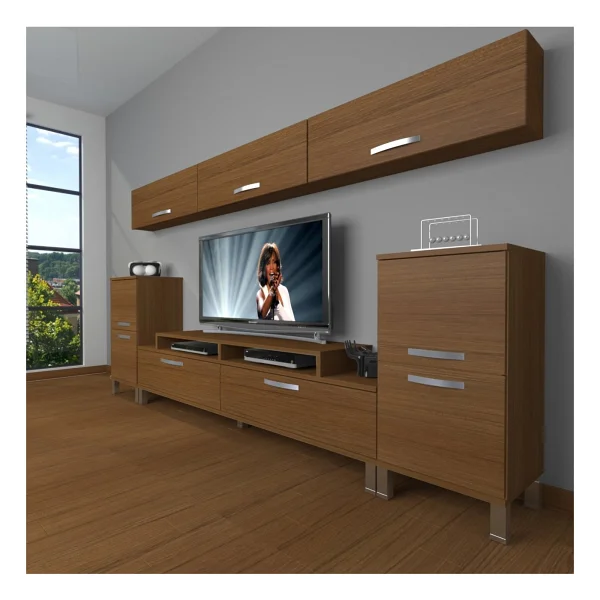 Decoraktiv Ekoflex 9 Slm Krom Ayaklı TV Ünitesi TV Sehpası - Parlak Beyaz - Görsel 6
