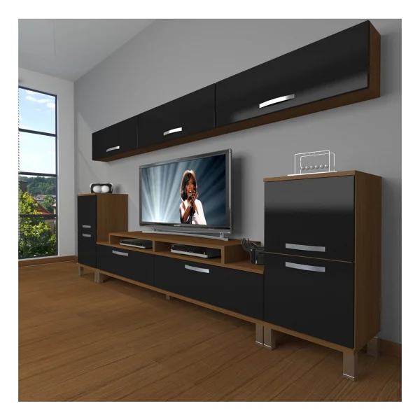 Decoraktiv Ekoflex 9 Slm Krom Ayaklı TV Ünitesi TV Sehpası - Parlak Beyaz - Görsel 7
