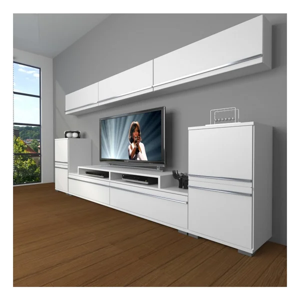 Decoraktiv Ekoflex 9 Mdf TV Ünitesi TV Sehpası Beyaz - Ceviz - Görsel 3