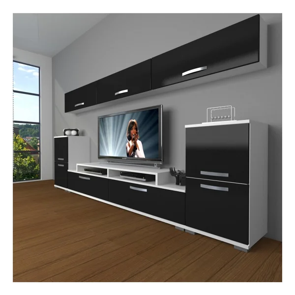 Decoraktiv Ekoflex 9 Slm TV Ünitesi TV Sehpası - Beyaz - Siyah - Görsel 4