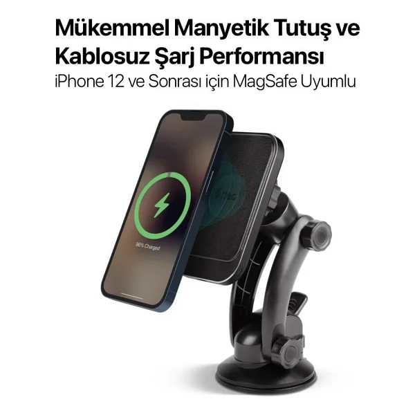 Ttec Aircharger Drive M 2ks18 Magsafe Vantuzlu Mıknatıslı Araç Telefon Tutucu - Görsel 2