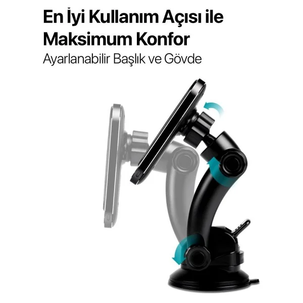 Ttec Aircharger Drive M 2ks18 Magsafe Vantuzlu Mıknatıslı Araç Telefon Tutucu - Görsel 4