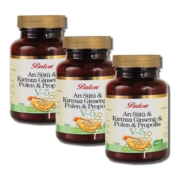 Balen V5 Arı Sütü Kırmızı Ginseng Propolis 60 Tablet 3'lü - Görsel 4