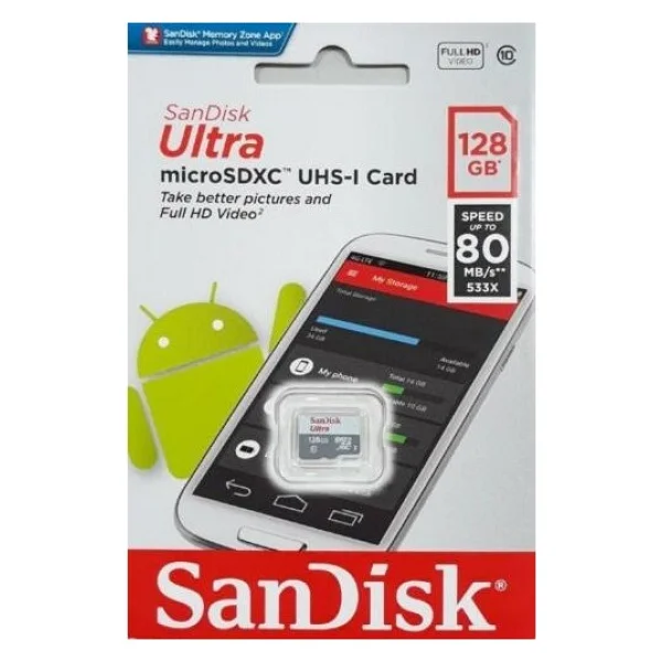 Sandisk Ultra 128 GB Microsdxc Uhs-I 80mb/S Sdsquns-128g-Gn6mn Hafıza Kartı - Görsel 2