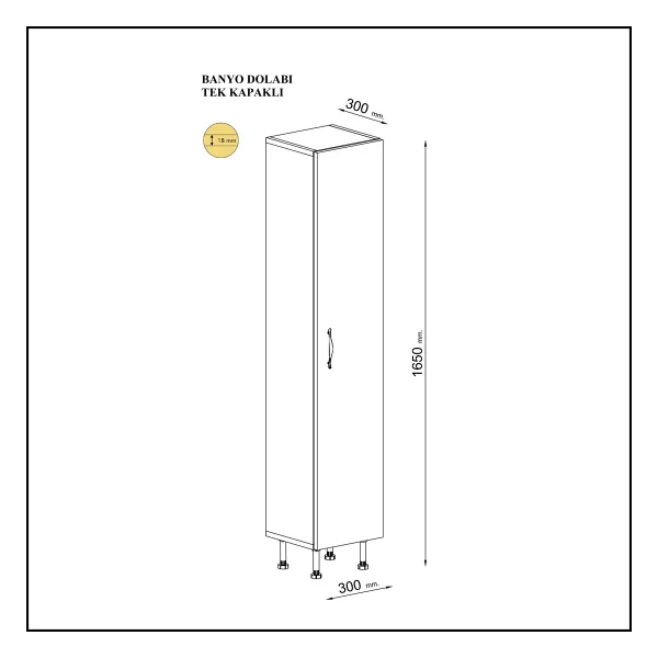 Moonlife 5 Raflı Tek Kapaklı Çok Amaçlı Dolap - Beyaz - Görsel 5