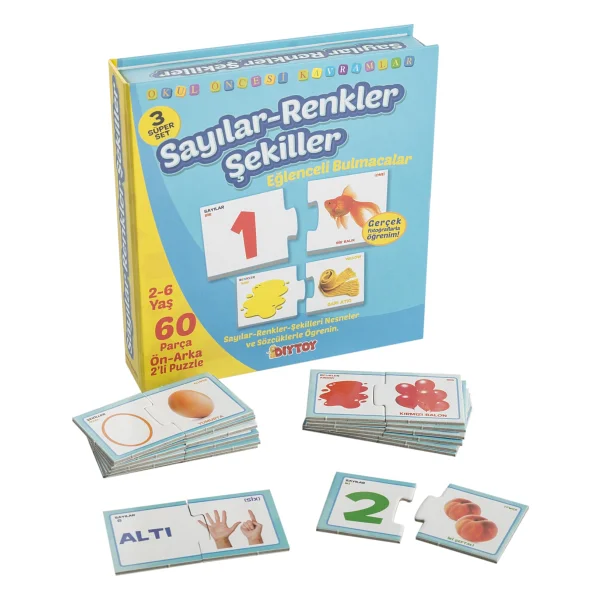 Diy - Toy Eğlenceli Sayılar Renkler Şekiller Çocuk Puzzle Dıy Toy - Görsel 2