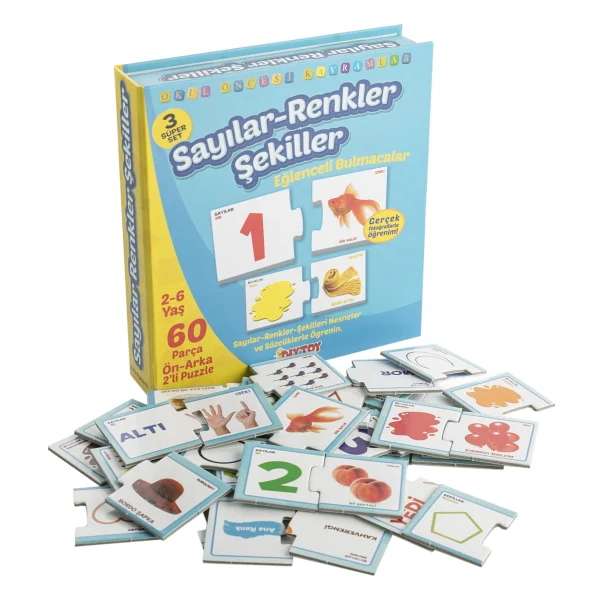 Diy - Toy Eğlenceli Sayılar Renkler Şekiller Çocuk Puzzle Dıy Toy - Görsel 3
