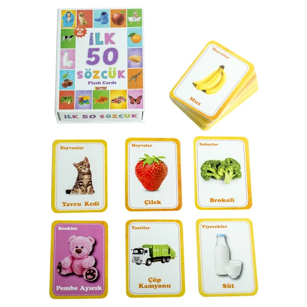 Diytoy İlk 50 Sözcük Flash Cards Eğitici Hafıza Kartı 12 Ay+ - Görsel 5