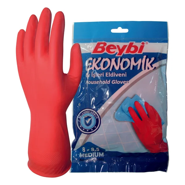 Beybi Ekonomik Medium 8 - 8.5 Beden Ev İşleri Eldiveni 10'lu - Görsel 3