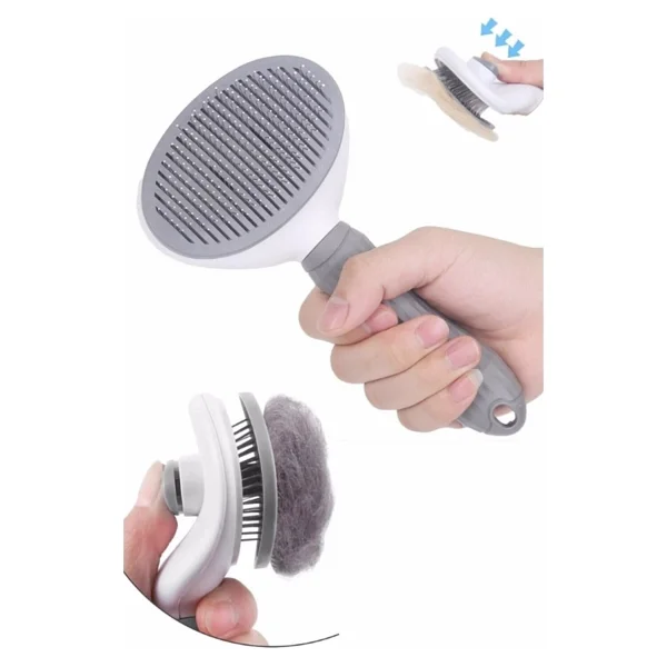 Buffer Buffer Kedi Köpek Tüy Toplayıcı Kendini Temizleyebilen Ergonomik Saplı Kullanımı Kaymaz Evcil Hayvan Tarağı Gri - Görsel 10