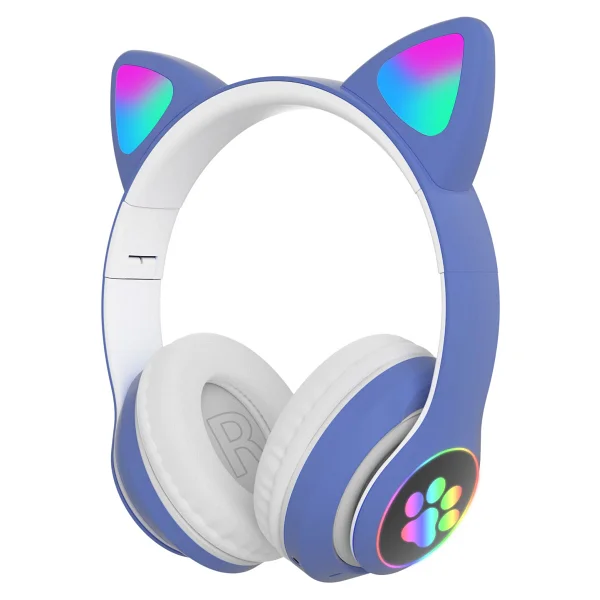 Karler Stn-28 Mikrofonlu LED Işıklı Kulak Üstü Kedi Bluetooth Kulaklık Yeşil - Görsel 6