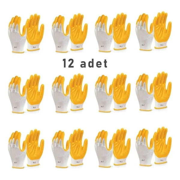 Eli 12 Adet Eli Nitril Işçi Eldiveni Toptan Fiyatına 1 Dz - Altın - 10 - Görsel 3