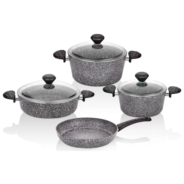 Taç Tac-3455 Master Cook Siyah 7 Parça Granit Tencere Seti - Görsel 4