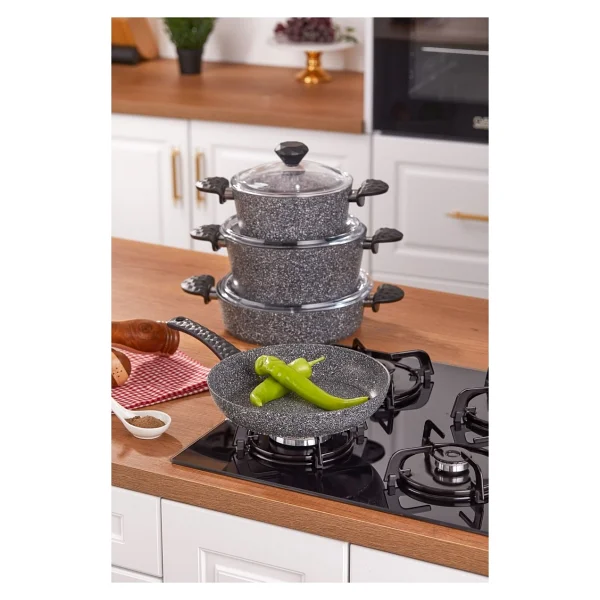 Taç Tac-3455 Master Cook Siyah 7 Parça Granit Tencere Seti - Görsel 5