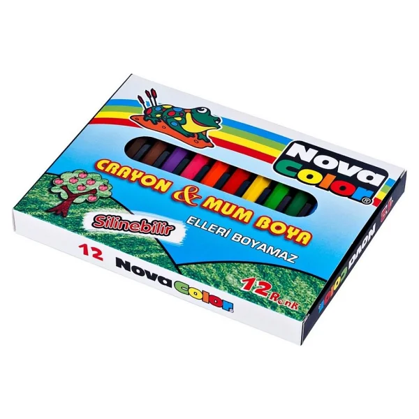 Nova Color Mum Boya 12 Renk Karton Kutu 12 Renk Crayon 1 Adet Novacolor Altıgen Mum Boya 12 Renk - Görsel 5