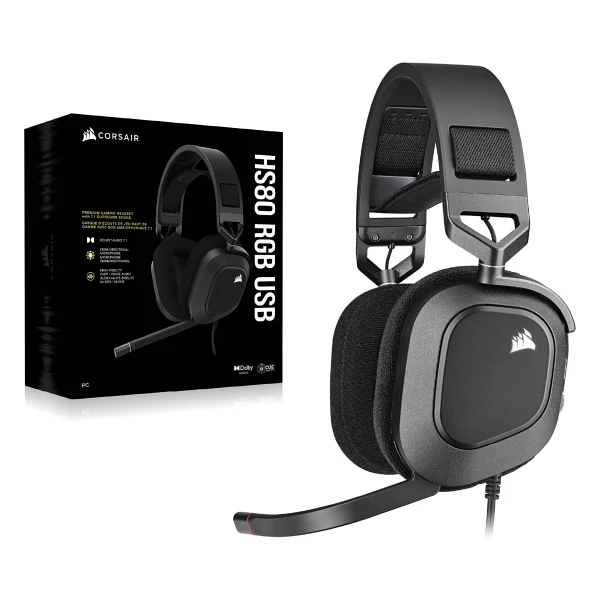 Corsair Hs80 RGB USB Ca-9011237-Eu Siyah 7.1 Kablolu Kulak Üstü Oyuncu Kulaklığı - Görsel 2