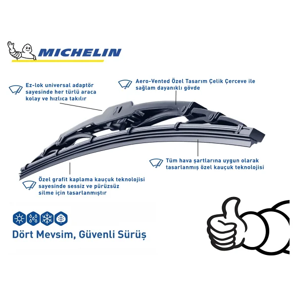 Michelin Rainforce Mc13917 425 Mm Universal Telli Silecek - Görsel 3