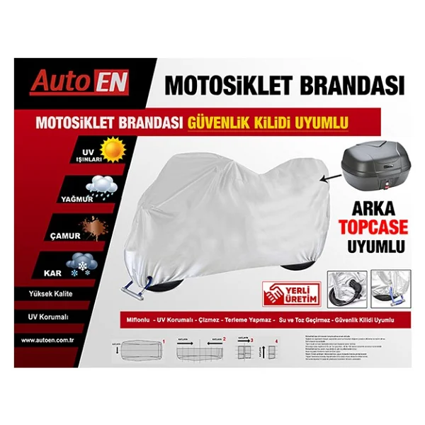 Autoen Gilera Cx125 Motosiklet Brandası (Arka Çanta,Topcase Ve Güvenlik Kilidi Uyumlu) - Görsel 3
