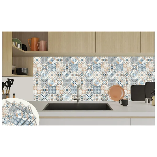 Tink Kendinden Yapışkanlı Mavi Fas 4 Desenli Pvc Karo 30x30 Cm (4 Adet) 0,36 M2 - Görsel 5