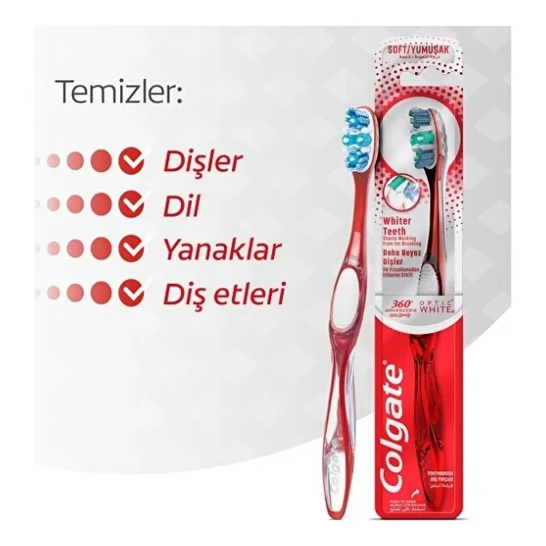 Colgate 360 Advanced Optic White Yumuşak Diş Fırçası - Görsel 2