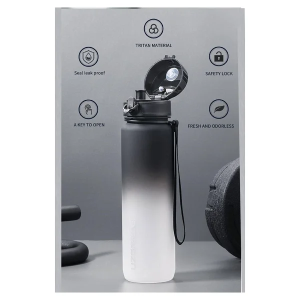Uzspace 3026-4 Çift Renk Siyah-Beyaz 500 Ml Motivasyon Matarası - Görsel 4