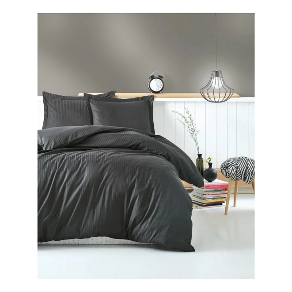 Cotton Box Elegant Stripe Çift Kişilik Nevresim Takımı Antrasit - Görsel 3