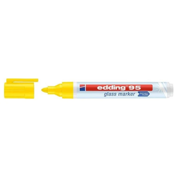 Edding 95 Yuvarlak Uçlu Sarı Cam Kalemi - Görsel 2