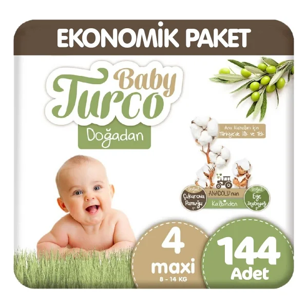 Baby Turco Doğadan 4 Numara Maxi 144'lü Bebek Bezi - Görsel 8