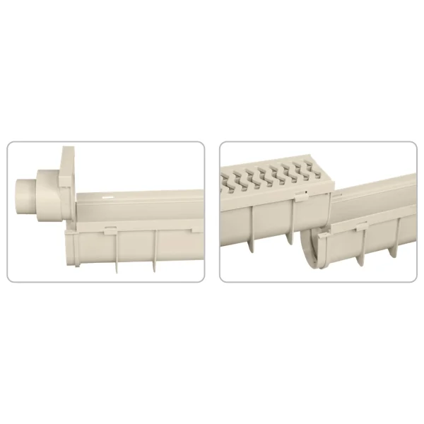Luxwares 130 X 95 X 1000 Mm Drenaj Kanalı / Havuz Izgarası / Plastik Izgara + Oluk + Tapa - Görsel 4