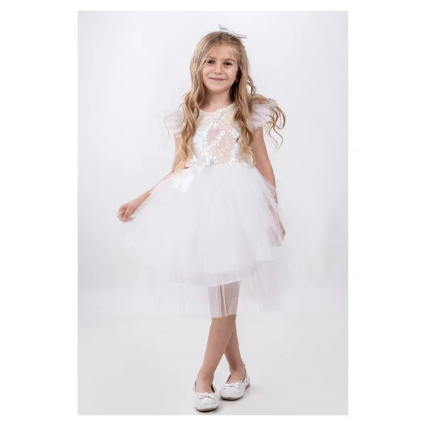Buse & Eylül Bebe Yeşil Pullu Kız Çocuk Parti Elbisesi - Mor - 1 Yaş - Görsel 9