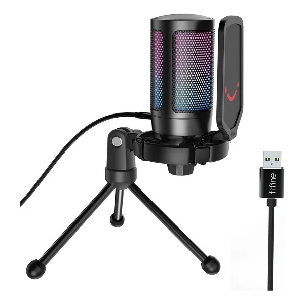 Fifine Ampligame A6v Mavi RGB USB Yayıncı Mikrofonu - Görsel 6